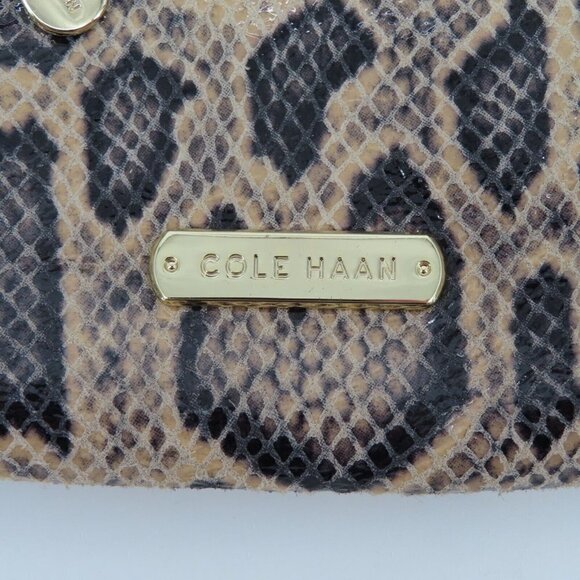 Cole Haan Python Snakeskin Print Genuine Leather Black Wristlet Handbag Purse - Picture 3 of 11